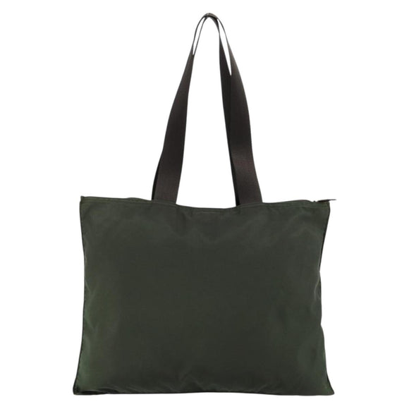 PRADA Tote Bag Nylon Khaki Silber Auth 179851