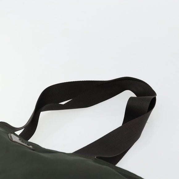 PRADA Tote Bag Nylon Khaki Silber Auth 179851