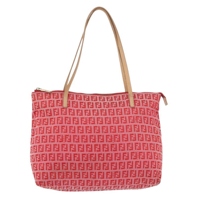 FENDI Zucchino Canvas Tote Bag Red Gold Auth 179852 - 0