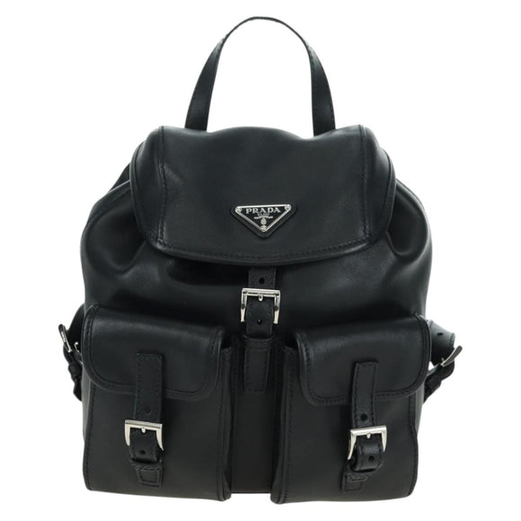 PRADA Rucksack Leder Schwarz Silber Original 179862SAM