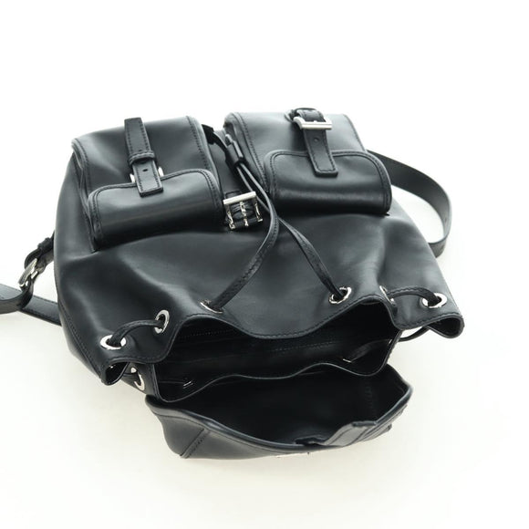 PRADA Rucksack Leder Schwarz Silber Original 179862SAM