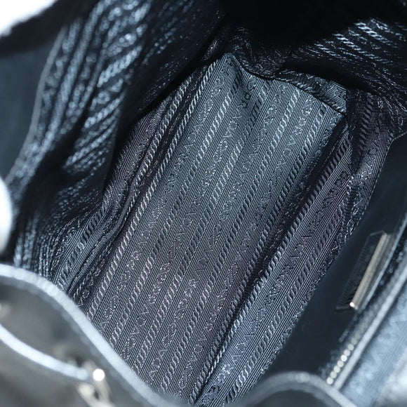 PRADA Rucksack Leder Schwarz Silber Original 179862SAM