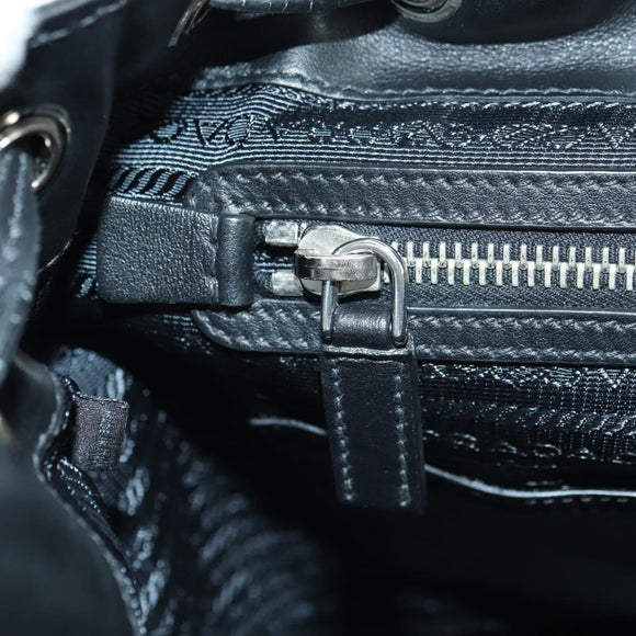 PRADA Rucksack Leder Schwarz Silber Original 179862SAM