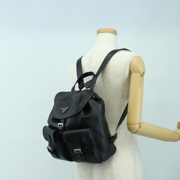 PRADA Rucksack Leder Schwarz Silber Original 179862SAM