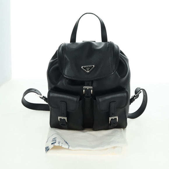 PRADA Rucksack Leder Schwarz Silber Original 179862SAM