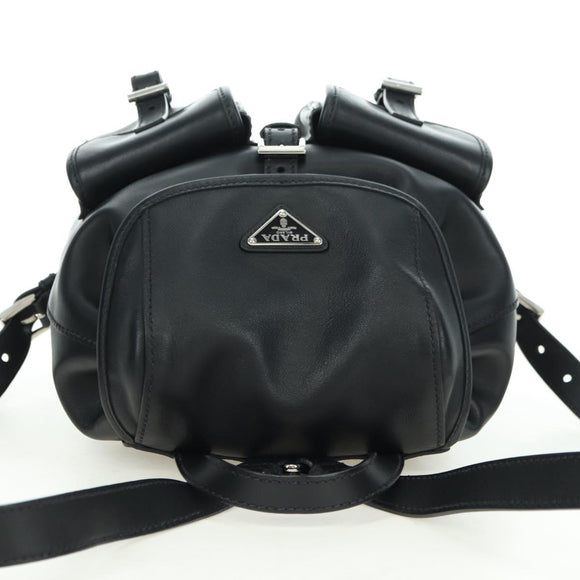 PRADA Rucksack Leder Schwarz Silber Original 179862SAM