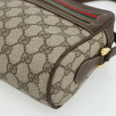 GUCCI GG Supreme Web Sherry Line Shoulder Bag PVC Beige Gold Auth 179865-14