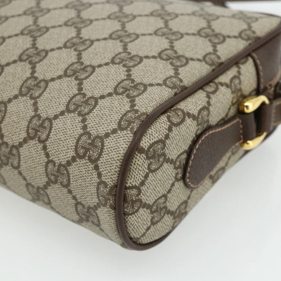 GUCCI GG Supreme Web Sherry Line Shoulder Bag PVC Beige Gold Auth 179865