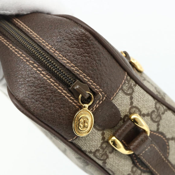GUCCI GG Supreme Web Sherry Line Shoulder Bag PVC Beige Gold Auth 179865