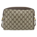 GUCCI GG Supreme Web Sherry Line Shoulder Bag PVC Beige Gold Auth 179865-2
