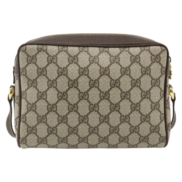GUCCI GG Supreme Web Sherry Line Shoulder Bag PVC Beige Gold Auth 179865