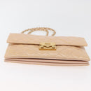 CHANEL Matelasse Chain Shoulder Bag Patent leather Beige Gold CC Auth 179868A-6