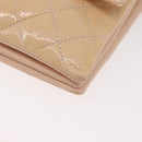 CHANEL Matelasse Chain Shoulder Bag Patent leather Beige Gold CC Auth 179868A-15