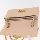 CHANEL Matelasse Chain Shoulder Bag Patent leather Beige Gold CC Auth 179868A-10