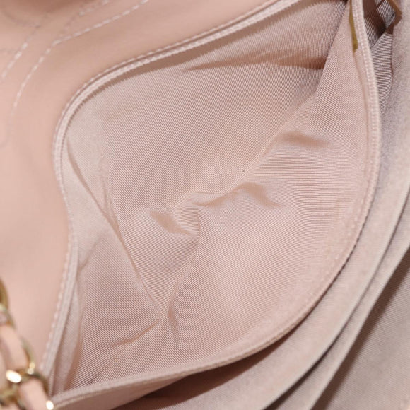 CHANEL Matelasse Chain Shoulder Bag Patent leather Beige Gold CC Auth 179868A