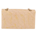 CHANEL Matelasse Chain Shoulder Bag Patent leather Beige Gold CC Auth 179868A-2