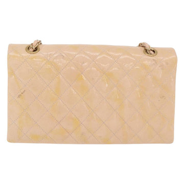 CHANEL Matelasse Chain Shoulder Bag Patent leather Beige Gold CC Auth 179868A - 0