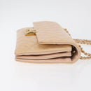 CHANEL Matelasse Chain Shoulder Bag Patent leather Beige Gold CC Auth 179868A-4