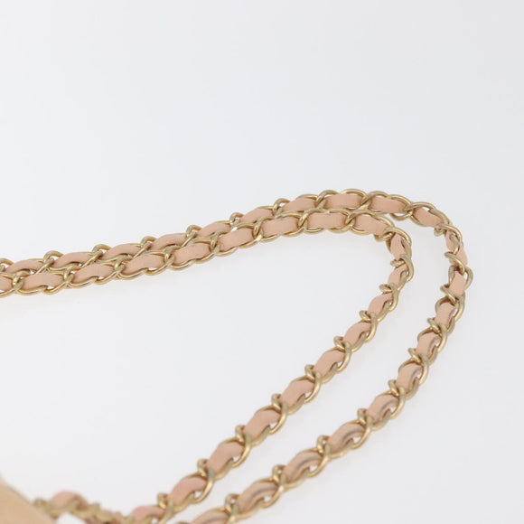 CHANEL Matelasse Chain Shoulder Bag Patent leather Beige Gold CC Auth 179868A