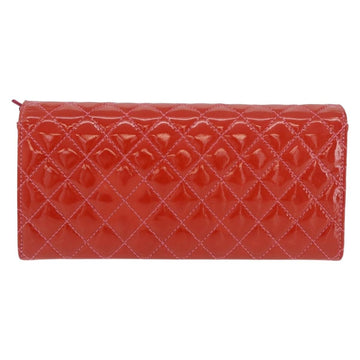 CHANEL Matelasse Chain Shoulder Bag Patent leather Red Silver CC Auth 179869 - 0