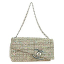 CHANEL Matelasse Chain Shoulder Bag Tweed Purple Gold CC Auth 179870SAV-1