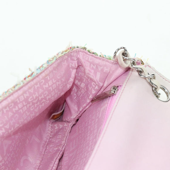 CHANEL Matelasse Chain Shoulder Bag Tweed Purple Gold CC Auth 179870SAV