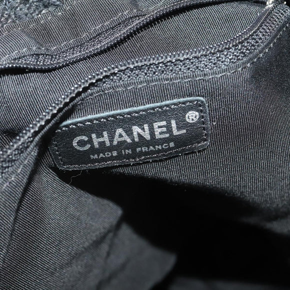 CHANEL Handtasche Tweed Schwarz Silber CC Auth 179871