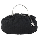 CHANEL Handtasche Tweed Schwarz Silber CC Auth 179871-1