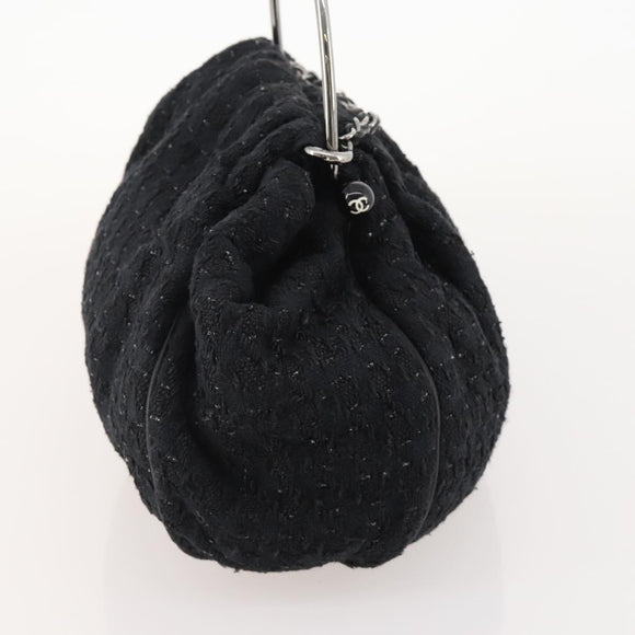 CHANEL Handtasche Tweed Schwarz Silber CC Auth 179871