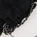 CHANEL Handtasche Tweed Schwarz Silber CC Auth 179871-6