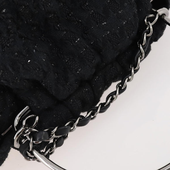 CHANEL Handtasche Tweed Schwarz Silber CC Auth 179871