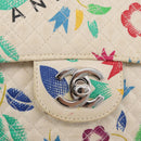 CHANEL Matelasse 26 Chain Shoulder Bag Cotton White Silver CC Auth 179872A-14