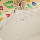 CHANEL Matelasse 26 Chain Shoulder Bag Cotton White Silver CC Auth 179872A-19