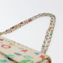 CHANEL Matelasse 26 Chain Shoulder Bag Cotton White Silver CC Auth 179872A-8