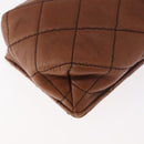 CHANEL Matelasse Chain Shoulder Bag Lamb Skin Brown Gold CC Auth 179875A-14