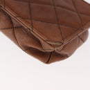 CHANEL Matelasse Chain Shoulder Bag Lamb Skin Brown Gold CC Auth 179875A-15