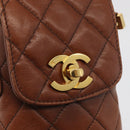 CHANEL Matelasse Chain Shoulder Bag Lamb Skin Brown Gold CC Auth 179875A-17