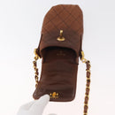 CHANEL Matelasse Chain Shoulder Bag Lamb Skin Brown Gold CC Auth 179875A-9