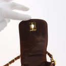 CHANEL Matelasse Chain Shoulder Bag Lamb Skin Brown Gold CC Auth 179875A-18