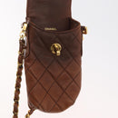 CHANEL Matelasse Chain Shoulder Bag Lamb Skin Brown Gold CC Auth 179875A-19