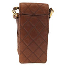 CHANEL Matelasse Chain Shoulder Bag Lamb Skin Brown Gold CC Auth 179875A-2