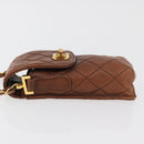 CHANEL Matelasse Chain Shoulder Bag Lamb Skin Brown Gold CC Auth 179875A-4
