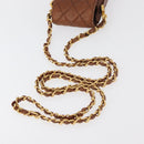 CHANEL Matelasse Chain Shoulder Bag Lamb Skin Brown Gold CC Auth 179875A-6