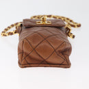 CHANEL Matelasse Chain Shoulder Bag Lamb Skin Brown Gold CC Auth 179875A-5