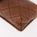 CHANEL Matelasse Chain Shoulder Bag Lamb Skin Brown Gold CC Auth 179875A-8