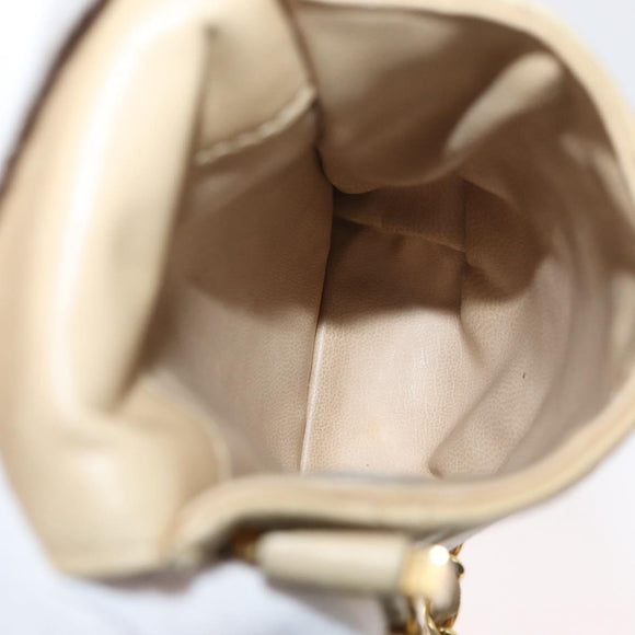 CHANEL Matelasse Chain Shoulder Bag Lamb Skin Beige Gold CC Auth 179876A
