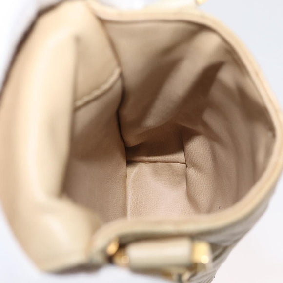 CHANEL Matelasse Chain Shoulder Bag Lamb Skin Beige Gold CC Auth 179876A