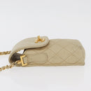 CHANEL Matelasse Chain Shoulder Bag Lamb Skin Beige Gold CC Auth 179876A-4