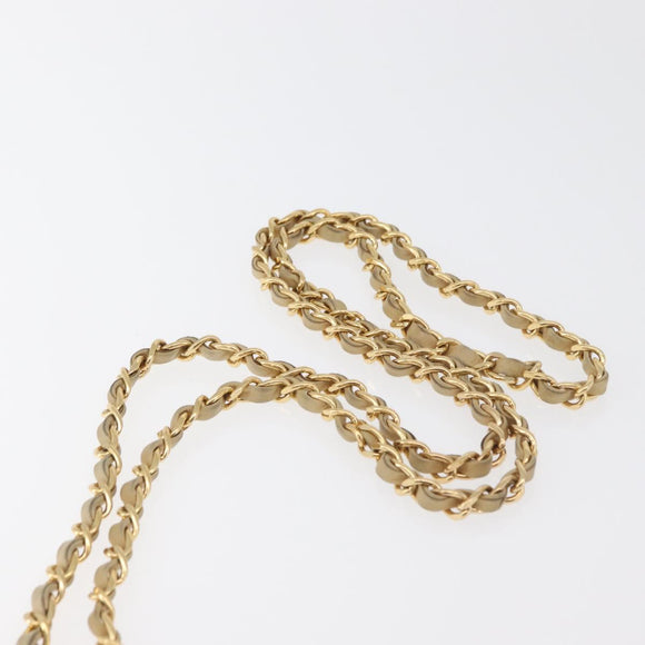 CHANEL Matelasse Chain Shoulder Bag Lamb Skin Beige Gold CC Auth 179876A