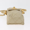 CHANEL Matelasse Chain Shoulder Bag Lamb Skin Beige Gold CC Auth 179876A-5